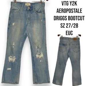 VTG Y2K AEROPOSTALE DRIGGS BOOTCUT DISTRESSED BAGGY FLARE JEANS SZ 27/28